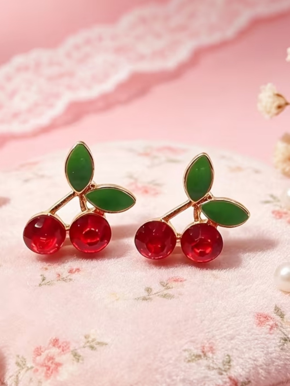 Polychrome Cherry Stud Earrings - Women Jewelry